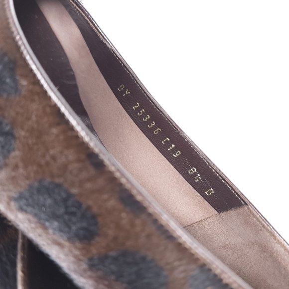 Salvatore Ferragamo Brown Black Leopard Fur Loafer Flats Sz 8½B - Picture 10 of 16